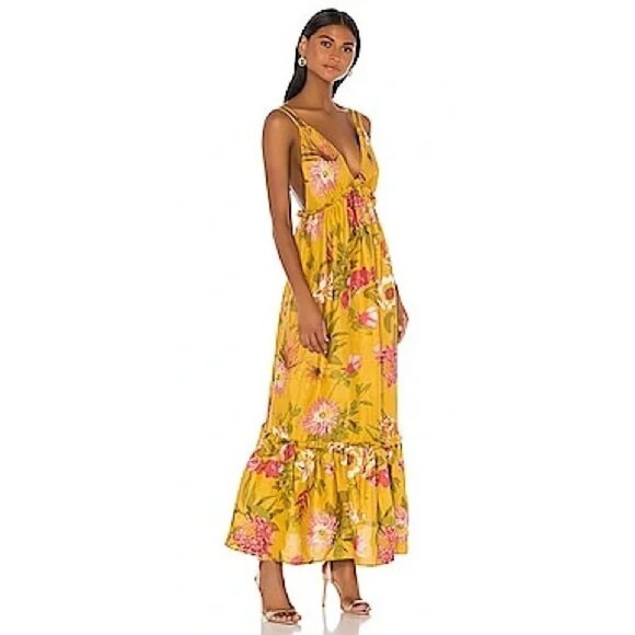 🆕 REVOLVE ELLIATT Bahamas linen maxi Dress in Floral Size XS - Picture 1 of 11